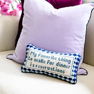 FURBISH Handmade Needlepoint Decorative Throw Pillow
