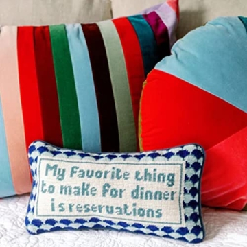 FURBISH Handmade Needlepoint Decorative Throw Pillow