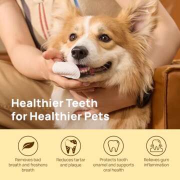 HICC PET Teeth Cleaning Wipes for Dogs & Cats, Remove Bad Breath by Removing Plaque and Tartar Build...