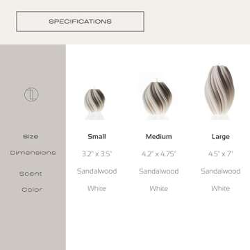 LAWA Swirl Candle - Large Beautiful Handmade Pillar Scented Soy Wax Twirl Candle Elegant Bubble Aesthetic Candle Housewarming Gift Home Room Shelf Decor Idea Spiral Candle White (Medium)