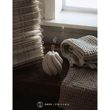 LAWA Swirl Candle - Large Beautiful Handmade Pillar Scented Soy Wax Twirl Candle Elegant Bubble Aesthetic Candle Housewarming Gift Home Room Shelf Decor Idea Spiral Candle White (Medium)