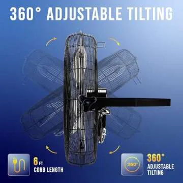 Tornado - 18 Inch High Velocity Industrial Wall Fan with TEAO Enclosure Motor - 4000 CFM - 3 Speed - 6.5 FT Cord - Industrial, Commercial, Residential Use - UL Safety Listed