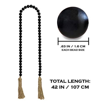 Wooden Bead Garland with Tassels for Home Decor