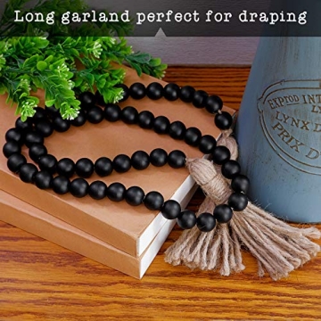 Wooden Bead Garland with Tassels for Home Decor