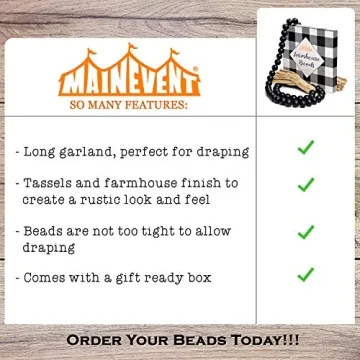 Wooden Bead Garland with Tassels for Home Decor