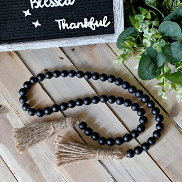 Wooden Bead Garland with Tassels for Home Decor