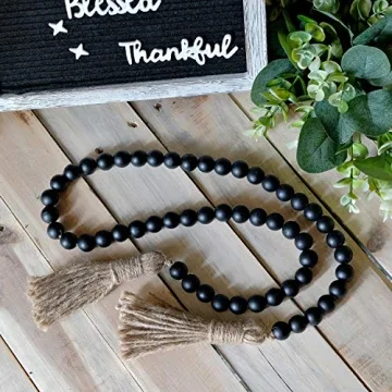 Wooden Bead Garland with Tassels for Home Decor