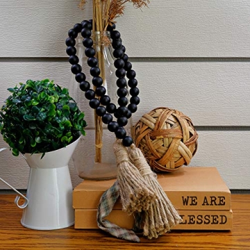 Wooden Bead Garland with Tassels for Home Decor