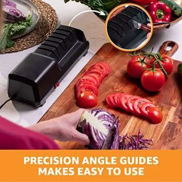 Electric Knife Sharpener for Kitchen Knives, Powerful Motor with Precision Guides and Professional Diamond Abrasives, Expert Automatic Angle Detection For Sharper Knives Black