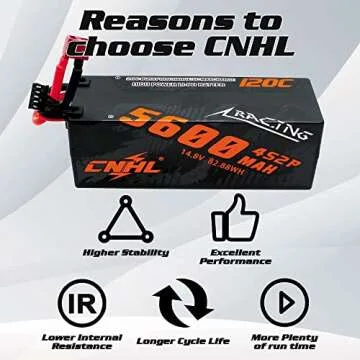 CNHL 4S Lipo Battery 5600MAH 14.8V Lipo Battery 120C Hard Case with Deans for Arrma Kraton RC Buggy Truggy Crawler Monster RC Car Boat Truck