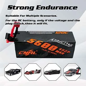 CNHL 4S Lipo Battery 5600MAH 14.8V Lipo Battery 120C Hard Case with Deans for Arrma Kraton RC Buggy Truggy Crawler Monster RC Car Boat Truck