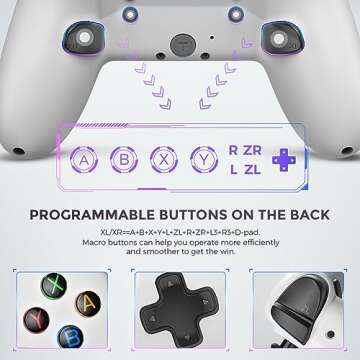 ECHTPower Switch Pro Controller, Wireless Switch Controllers with LED Light/Macro Buttons, Switch Turbo Controller with Dual Vibration/6 Axis Gyro, Pro Controllers for Switch/Lite/OLED