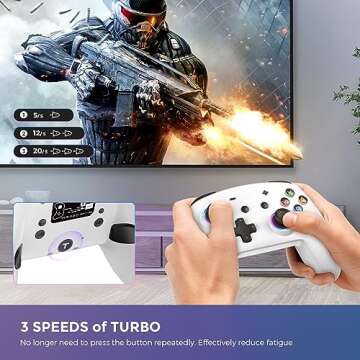 ECHTPower Switch Pro Controller, Wireless Switch Controllers with LED Light/Macro Buttons, Switch Turbo Controller with Dual Vibration/6 Axis Gyro, Pro Controllers for Switch/Lite/OLED