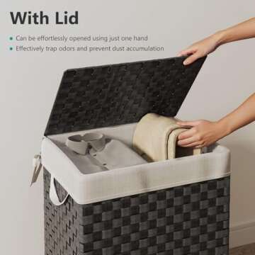 Handwoven Foldable Laundry Hamper Basket - Stylish & Large 96L Storage Solutions