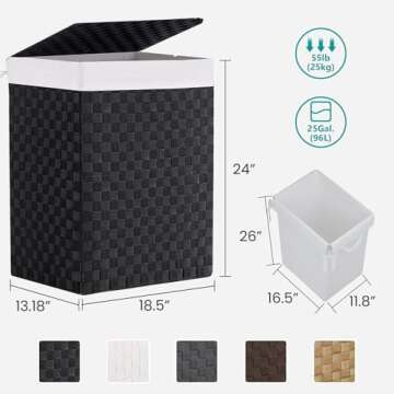 Stylish Foldable Laundry Hamper Basket with Lid