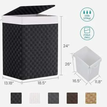 Stylish Foldable Laundry Hamper Basket with Lid