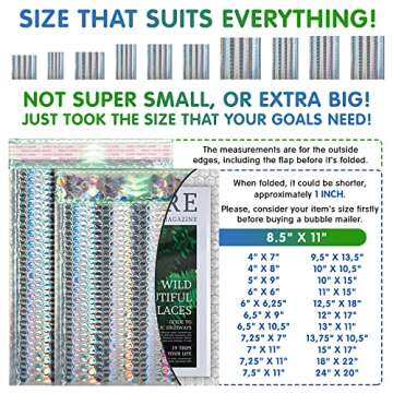 Amiff Holographic Metallic Bubble Mailers, 5 x 9 Inches. 25 Pack Poly Mailers Metallic. Opaque Bubble Mailers Metallic with Self-Seal Closure. Waterproof Metallic Bubble Envelope for Cosmetics