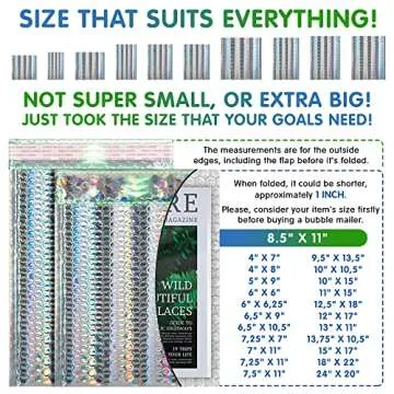 Amiff Holographic Metallic Bubble Mailers, 5 x 9 Inches. 25 Pack Poly Mailers Metallic. Opaque Bubble Mailers Metallic with Self-Seal Closure. Waterproof Metallic Bubble Envelope for Cosmetics