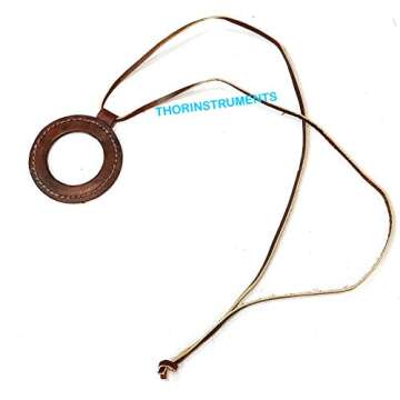 Nautical Magnifying Lens with Leather Holder Leather Rimmed Magnifying Glass Lens Necklace Rustic Vintage Home Decor Gifts