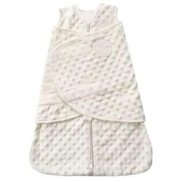 HALO Sleepsack Swaddle, 3-Way Adjustable Wearable Blanket, TOG 3.0, Velboa, Cream Plush Dots, Small, 3-6 Months