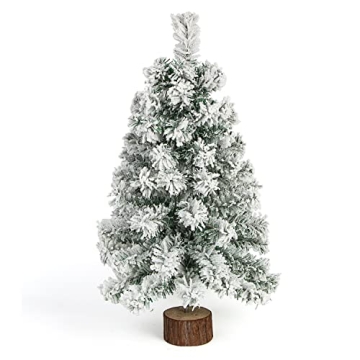 CCINEE 2FT Table Top Christmas Tree with Snow Flocking