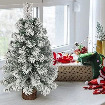 CCINEE 2FT Table Top Christmas Tree with Snow Flocking