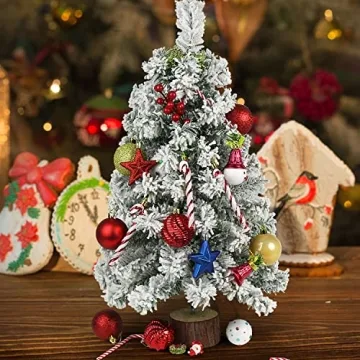 CCINEE 2FT Table Top Christmas Tree with Snow Flocking
