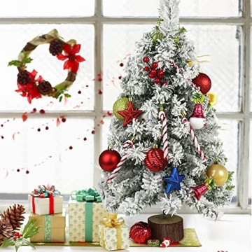 CCINEE 2FT Table Top Christmas Tree with Snow Flocking