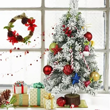 CCINEE 2FT Table Top Christmas Tree with Snow Flocking
