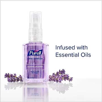 Purell Advanced Hand Sanitizer Gel Infused with Essential Oils, Calming Lavender, 2 fl oz Travel-Size Pump Bottle (Pack of 6), 3905-04-EC