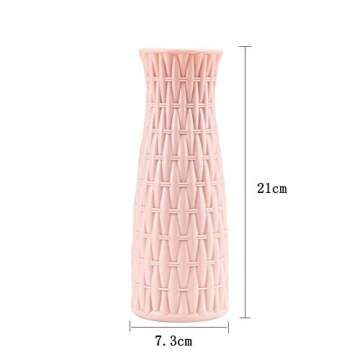 Ceramic Look Plastic Vase - Unbreakable Vase for Flowers (Woven Dusty Pink) Pink Vases Home Decor Pa...