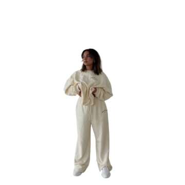 HEY ZACK Beige Comfy Club Sweatset Sweatshirt Wide Leg Sweatpant Matching Set