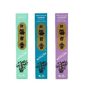 Nippon Kodo Morning Star Incense Bundle of 3 x 50 Sticks Boxes (Jasmine, Gardenia, Lavender) - Premi...