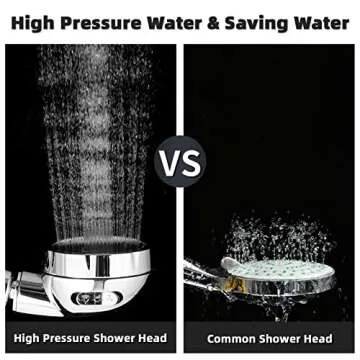 Marbrasse 3-Settings Handheld High Pressure Showerhead with ON/Off Full Shutoff Push Button,Water-saving Camping Shower with Adjustable Angle(Vacuum Suction Shower Head Holder+5 Feet Shower Hose)