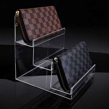 Acrylic 3-Tier Wallet Display Stand Holder 2pcs Set