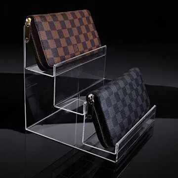 Acrylic 3-Tier Wallet Display Stand Holder 2pcs Set