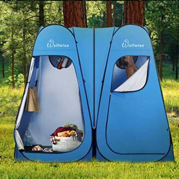WolfWise 2 Room Pop Up Shower Privacy Tent for Outdoor Usage