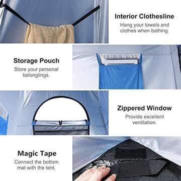 WolfWise 2 Room Pop Up Shower Privacy Tent for Outdoor Usage