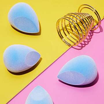 Glamlily Cosmetic Blender Sponge, Beauty Sponge Makeup Applicators with Holder (Blue, 5 Pieces)