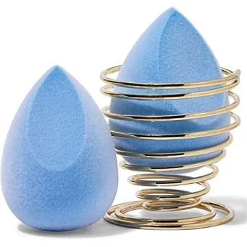 Glamlily Cosmetic Blender Sponge, Beauty Sponge Makeup Applicators with Holder (Blue, 5 Pieces)