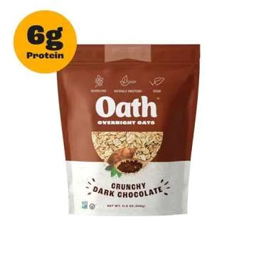 OATH Crunchy Dark Chocolate Overnight Oats - Gluten Free, Non-GMO, Vegan, Kosher 11.6 OZ (Pack of 1)