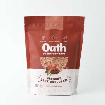 OATH Crunchy Dark Chocolate Overnight Oats - Gluten Free, Non-GMO, Vegan, Kosher 11.6 OZ (Pack of 1)