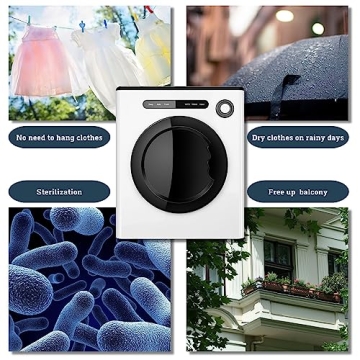 Dessiz 110V 11lbs Portable Clothes Dryer 950W Compact Laundry Dryers 1.6 cu.ft Front Load Stainless Steel Electric Dryers Machine with Exhaust Pipe for Apartment,RVs,Dorms,White Auto Stop