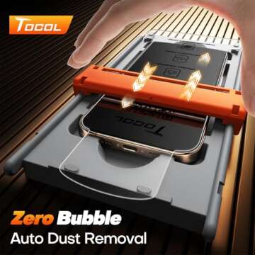 TOCOL for iPhone 16 Pro Screen Protector [Zero Bubble][Auto-Dust Removal][9H+ Hardness] Tempered Gla...