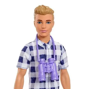 Barbie It Takes Two Camping Set with Blonde Ken Doll in Plaid Shirt & Accessories Including Cooler, Map & More