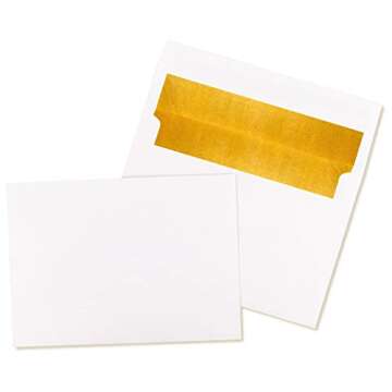 JPSOR A7 Invitation Envelopes Gold Foil-Lined 5 x 7 Inches, 80pcs Self Seal Envelopes with 80pcs Gold Foil Stickers for Weddings, Parties, Graduations, Birthday Invitations