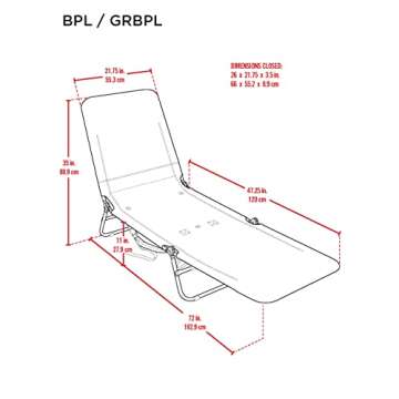 Rio Beach Portable Lay Flat Folding Backpack Beach Lounge Chair with Backpack Straps and Storage Pouch, Yellow Stripe
