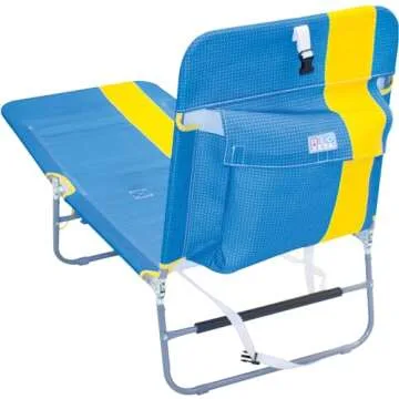 Rio Beach Portable Lay Flat Folding Backpack Beach Lounge Chair with Backpack Straps and Storage Pouch, Yellow Stripe