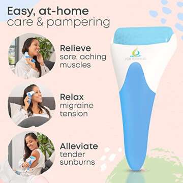 PUR Botanicals Blue Ice Roller for Face and Eyes Puffiness Relief - Therapeutic Frozen Cold Skinny Ice Roller for Face Massage - Beauty Skin Care Ice Roller Tools - Reduce Pain Migraine and Wrinkles