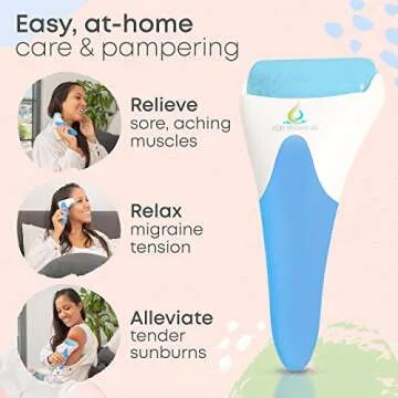 PUR Botanicals Blue Ice Roller for Face and Eyes Puffiness Relief - Therapeutic Frozen Cold Skinny Ice Roller for Face Massage - Beauty Skin Care Ice Roller Tools - Reduce Pain Migraine and Wrinkles